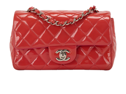 Mini Rectangular Flap, &pound;3,400, Handbags, Red, Patent Leather, Front view